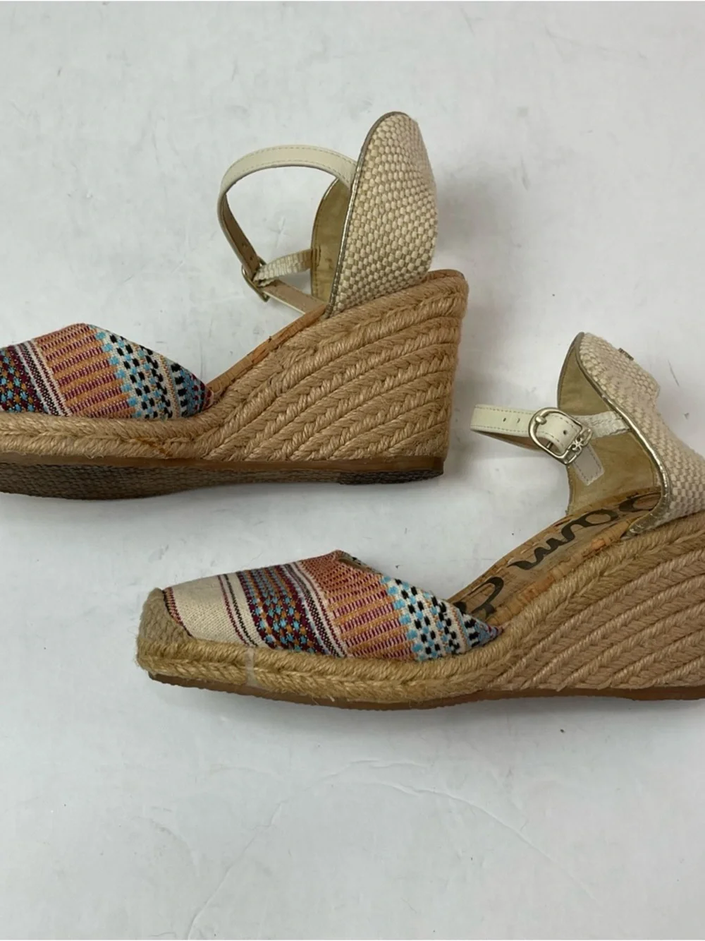 Sam Edelman Payton Espadrille‎ Wedge Size 6M Colorful Stripe Woven Wedge Heel